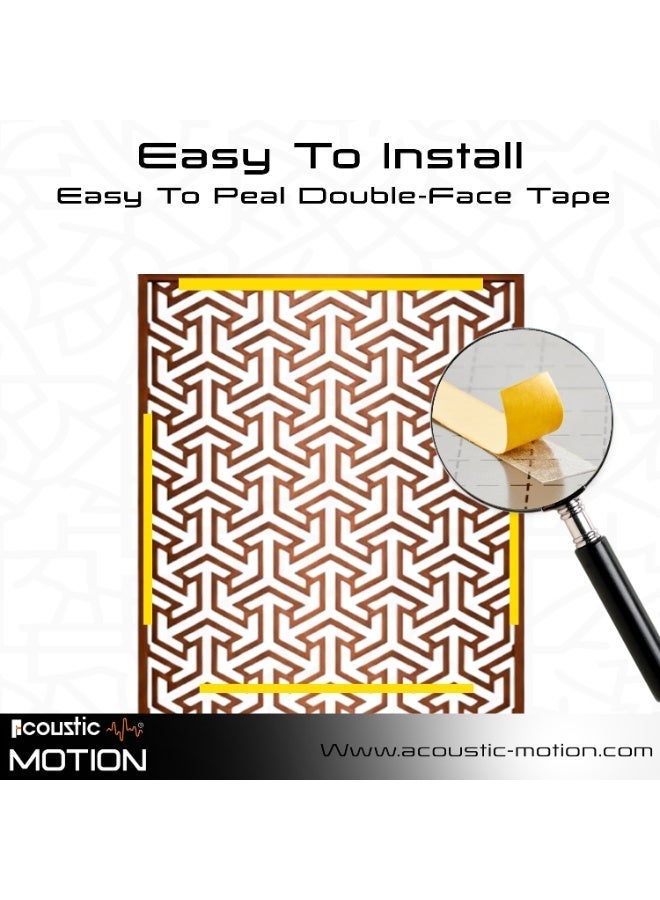 أكويستك موشان لوحات جدارية خشبية من خشب MDF من ACOUSTIC MOTION®، تصميم DIRWAVE مع شريط لاصق مزدوج الوجه، لون بني عصري، مناسبة للمنزل، غرفة المعيشة، غرفة النوم، المكتب والفندق، 25×50×0.5 سم، طقم من 4 قطع - Image 4